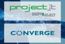 Banner con loro di Project Informatica e logo Converge