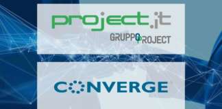 Banner con loro di Project Informatica e logo Converge