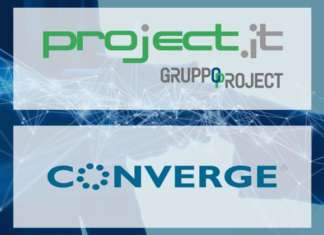 Banner con loro di Project Informatica e logo Converge