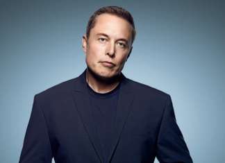 ritratto a mezzo busto di Elon Musk